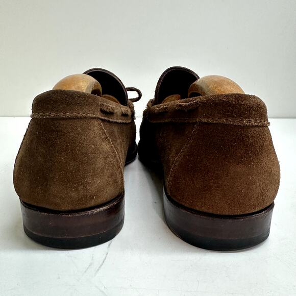 EXCELLENT Carmina x Epaulet Snuff Brown Suede String Loafers Hand Grade 7.5 - Picture 6 of 12
